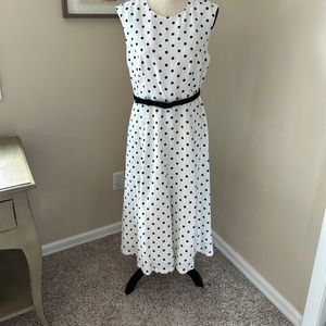 Navy and White polka dot Eliza J dress